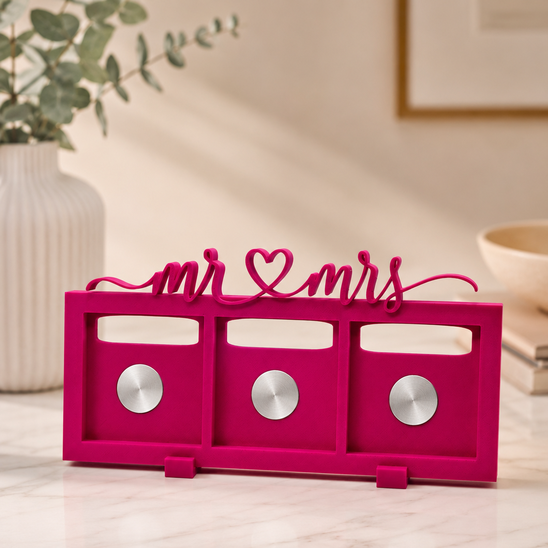 mr and mrs frame in magenta colour