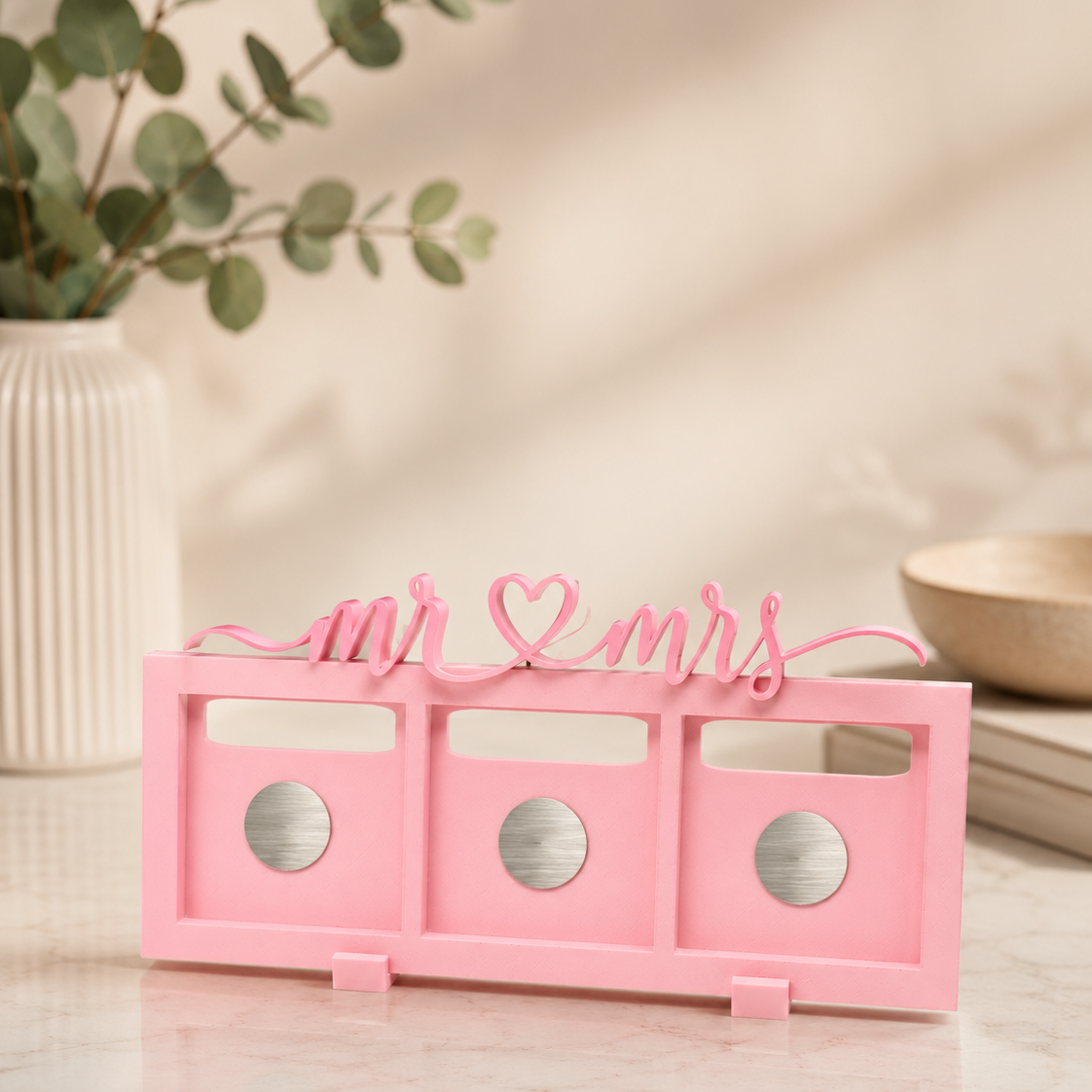 mr and mrs frame in pink colour