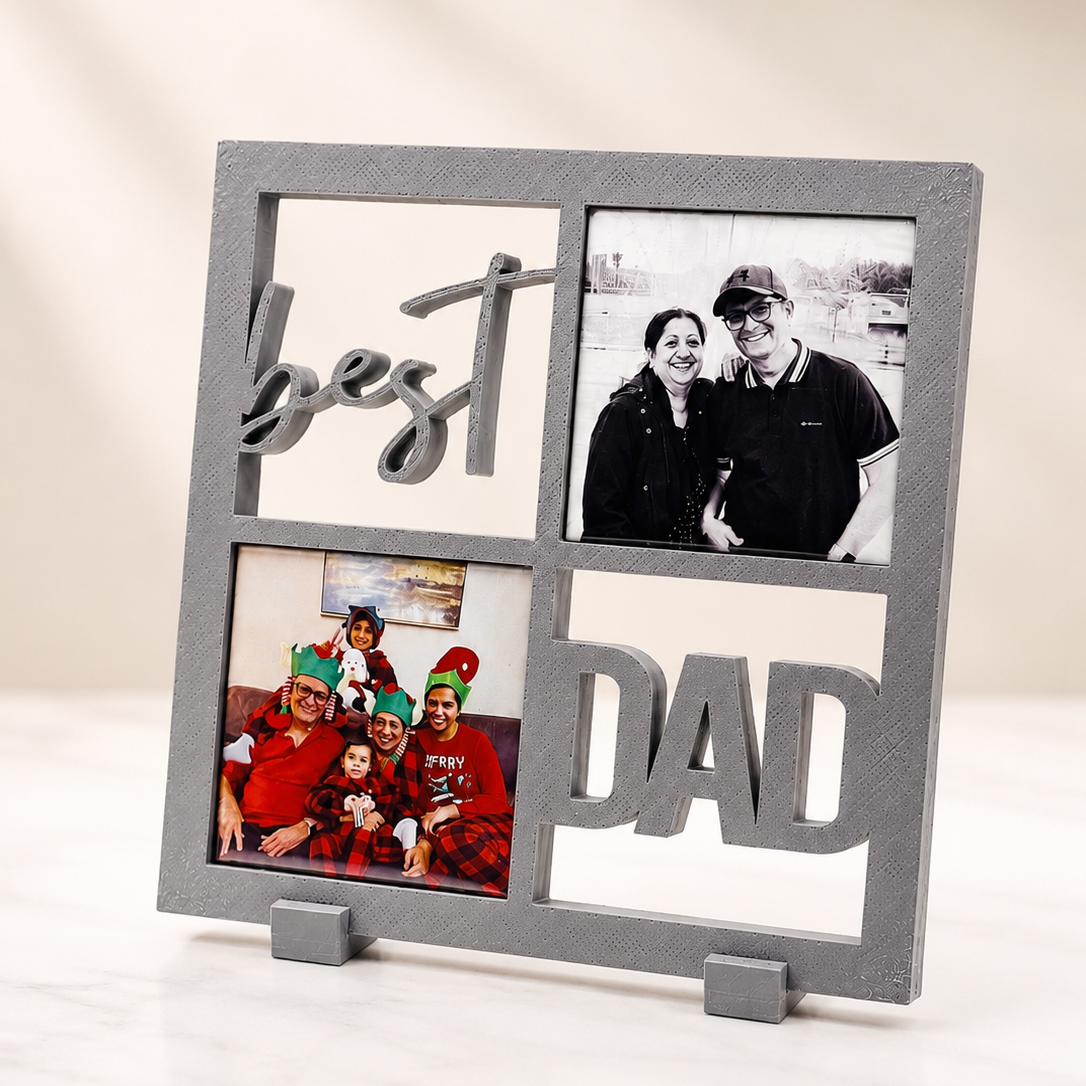 BEST DAD frame with magnets in grey colour