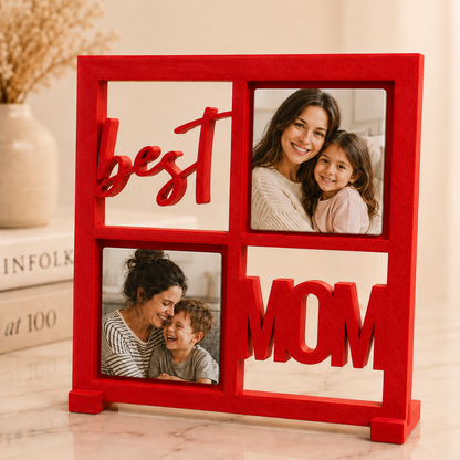 BEST MOM frame with magnets in ruby red colour