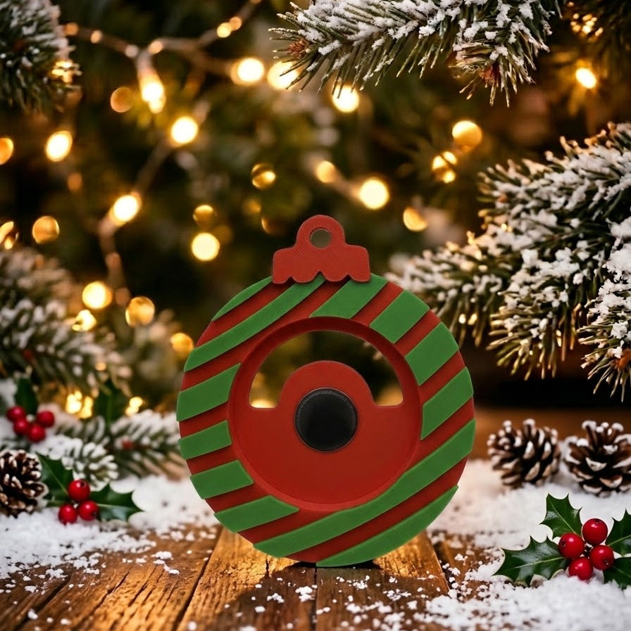 Christmas Photo Magnet Ornament Raindeer red and green ball