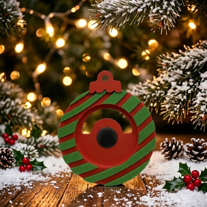 Christmas Photo Magnet Ornament Raindeer red and green ball