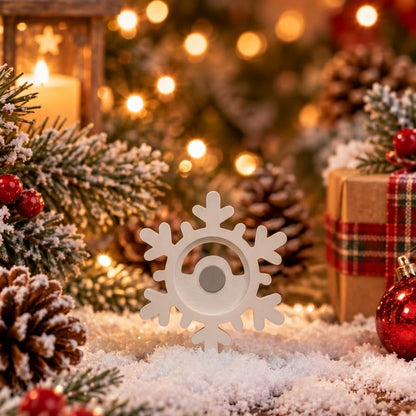 Christmas photo magnet ornament without ribbon in the shape of flake