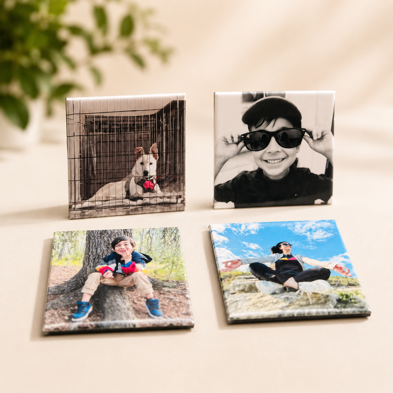 4 square photo magnets