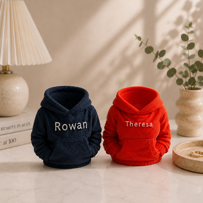 Hoodie shapped pen holder in 2 colours blue and red
