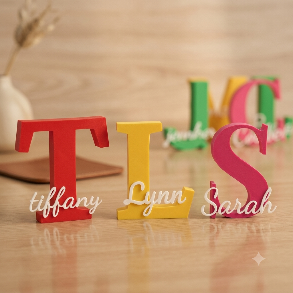 Initial and Name decor with multiple names and colours