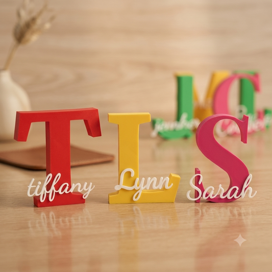 Initial and Name decor with multiple names and colours