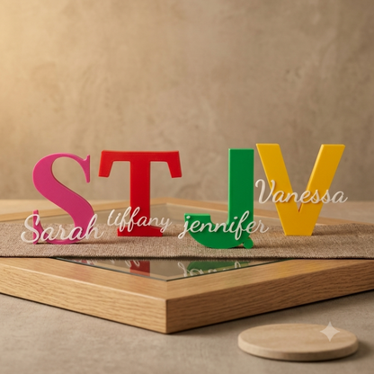Initial with name decor with multiple colours and name