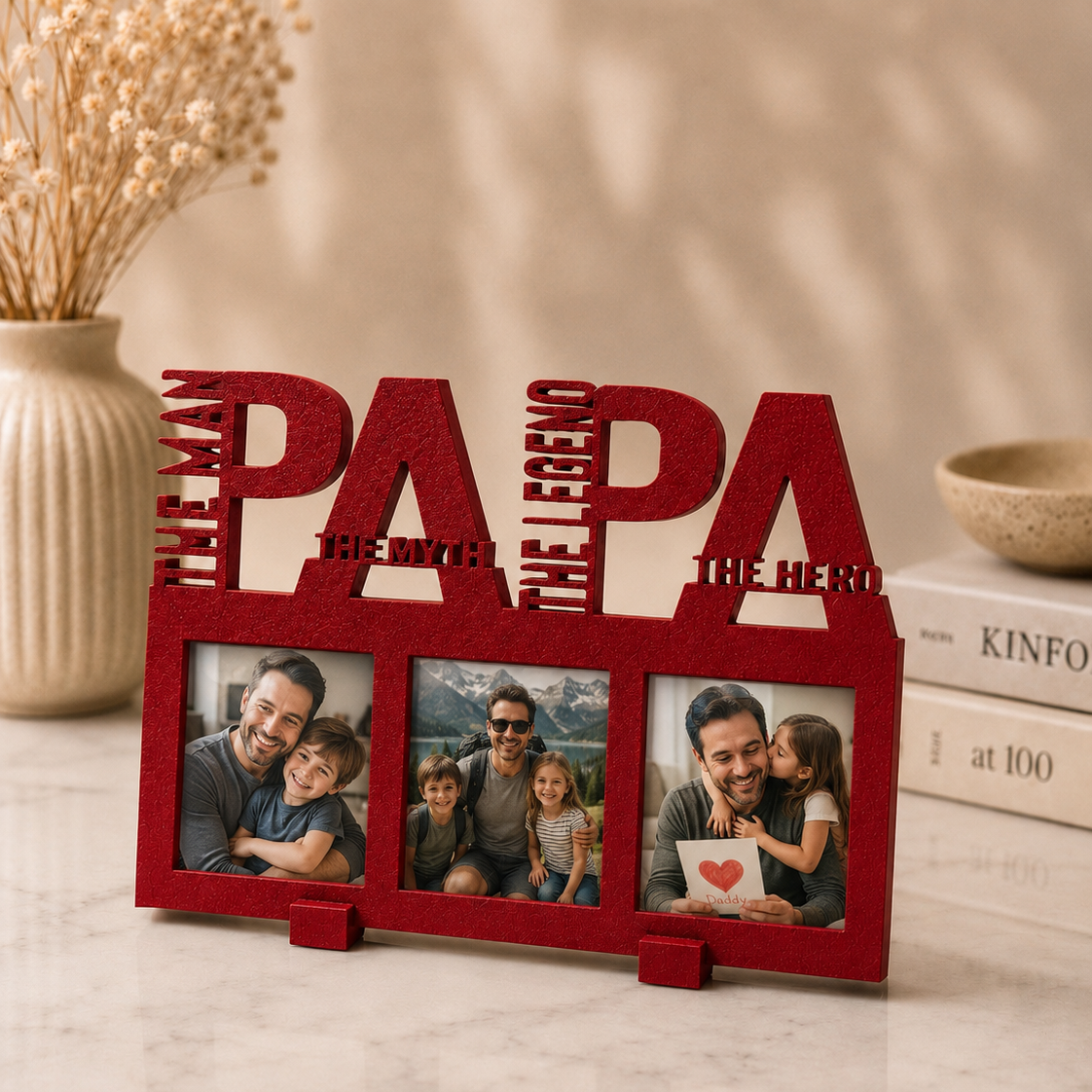 PAPA frame with magnets in ruby red colour