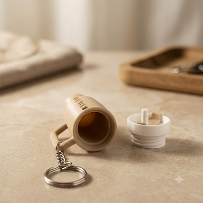 Sipper shaped keychain in beige colour