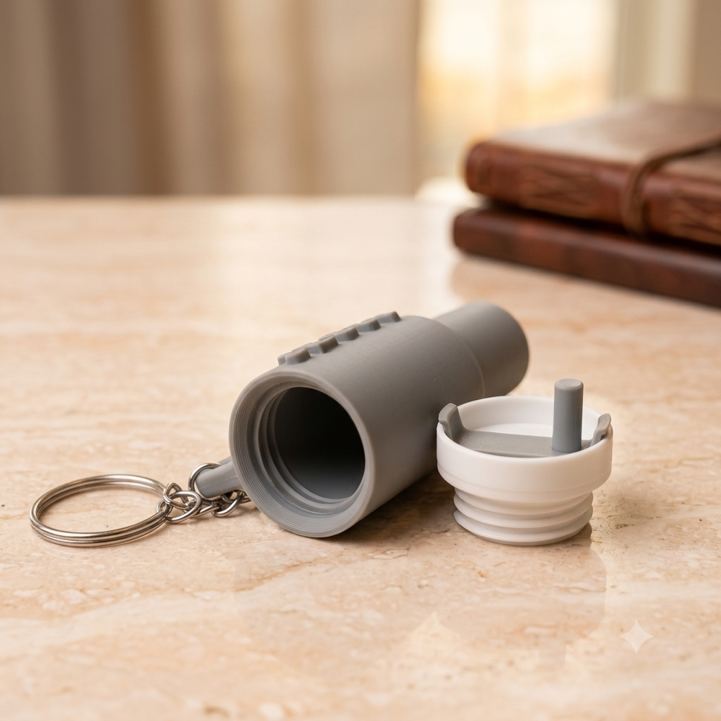 Sipper shaped keychain in grey colour