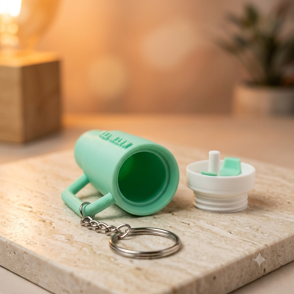 Sipper shaped keychain in mint green colour