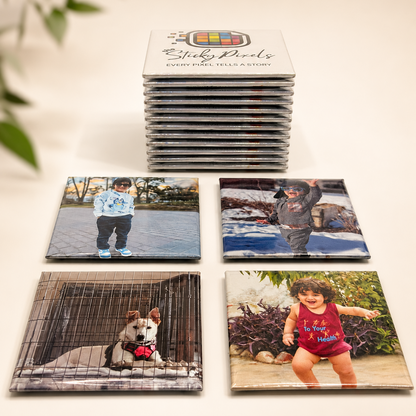 Square photo magnets with stack 