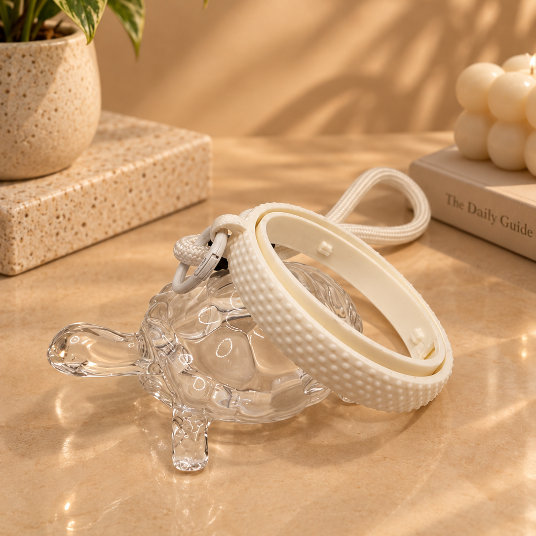 SPINPIX rotating keychain with grip pattern in white colour